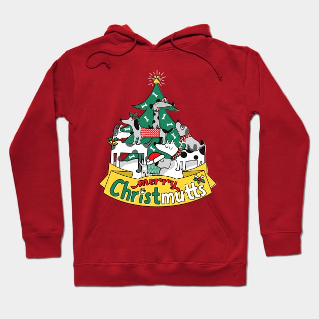 Dog Lover Christmas Tree Cute Merry Christ Mutts Hoodie by mindeverykind